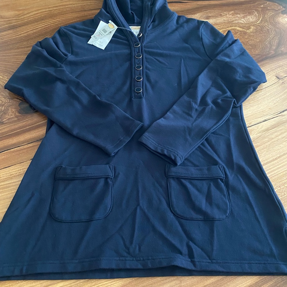 Talbots Navy Blue Henley Hoodie